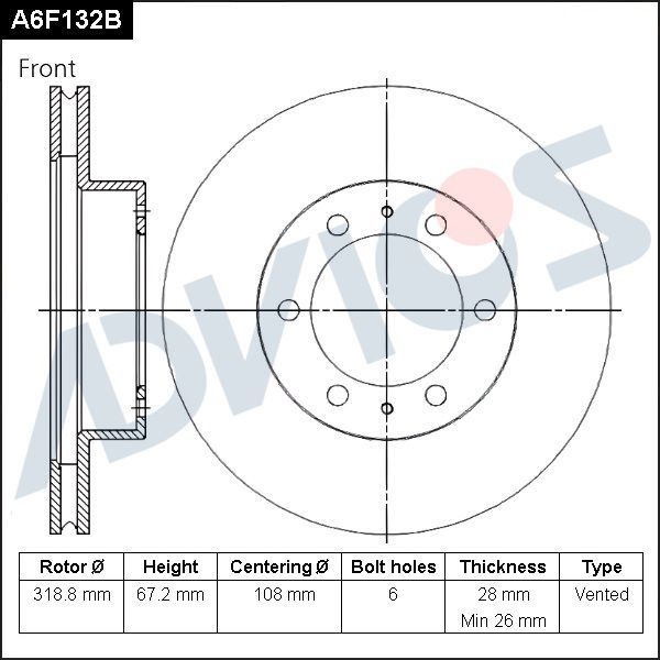 Тормозной диск Advics. Артикул A6F132B