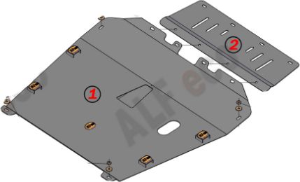 Защита Alfeco для картера и КПП Toyota Harrier 1997-2003. Артикул ALF.24.150st