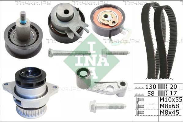 Помпа (водяной насос) с комплектом ремня ГРМ Ina для SEAT Leon I 2000-2006. Артикул 530 0089 30
