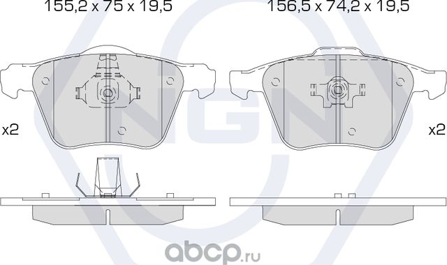 Колодки тормозные керамические, передние (NGN). Артикул 3501932