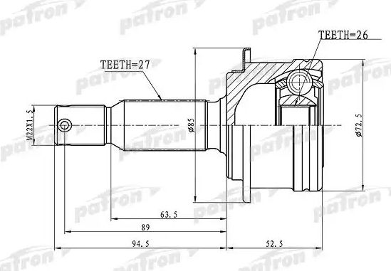 Шрус наружный (граната) Patron передний/задний для Mitsubishi Outlander XL 2007-2012. Артикул PCV1393
