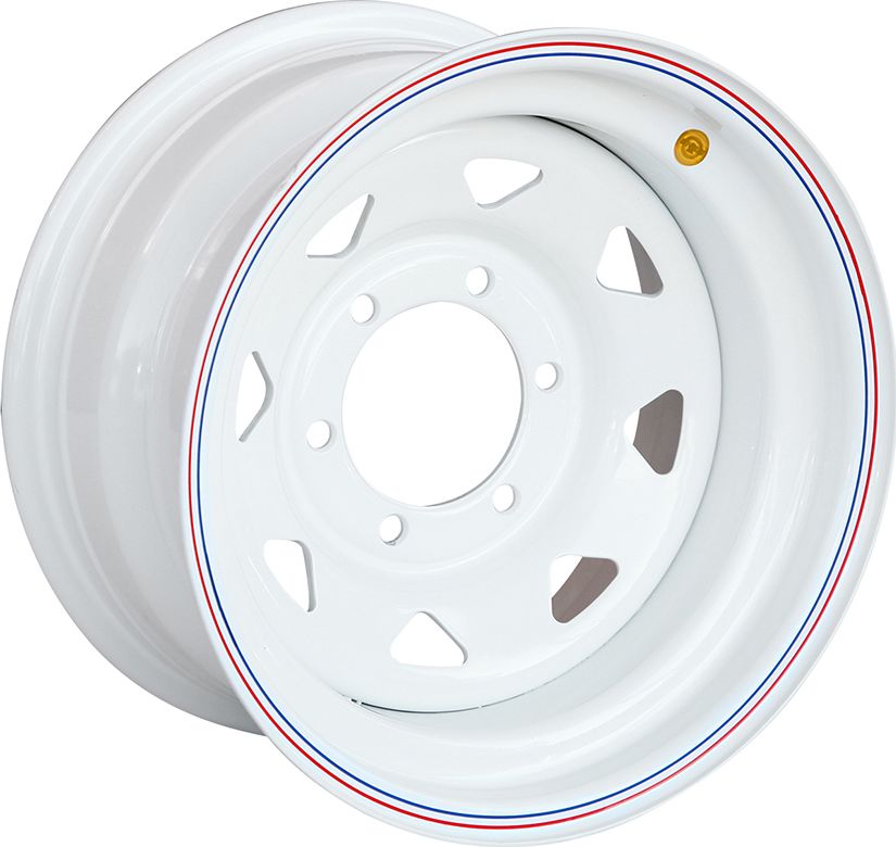 Колёсный диск OFF-ROAD Wheels усиленный стальной белый 6x139,7 8xR15 d110 ET-19 (треуг. мелкий) для Mitsubishi L200 III 1996-2005. Артикул 1580-63910WH-19A17