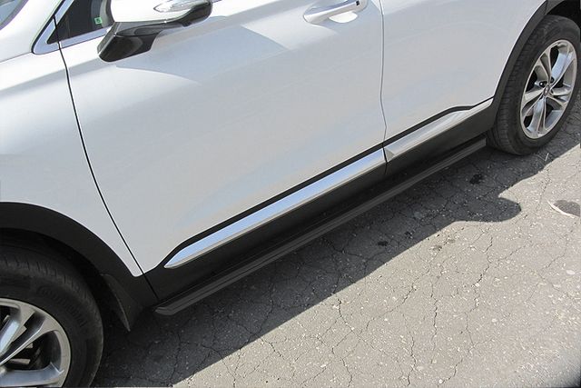 Пороги Slitkoff труба d57 для Hyundai Santa Fe IV 2018-2026 Черные. Артикул HSFT18-003B