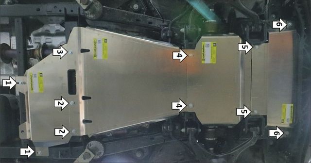 Защита алюминиевая Мотодор усиленная для радиатора, картера, ПД, КПП, РК Ford F-Series F-150 XIV 2021-2026. Артикул 380703