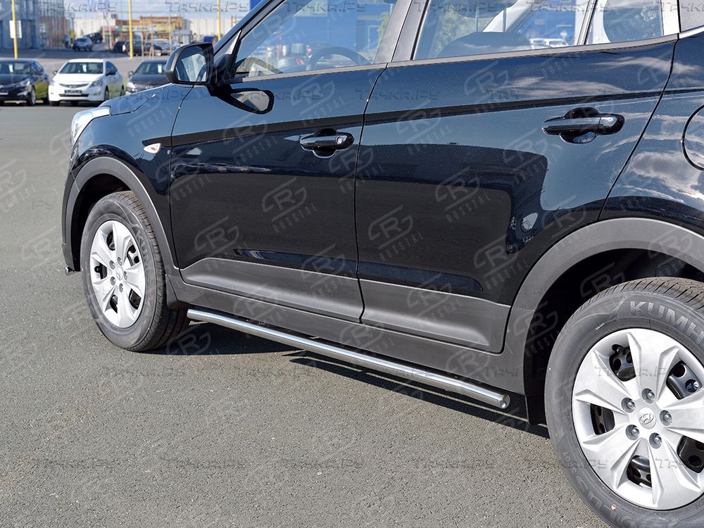 Защита порогов RusStal труба d42 секции для Hyundai Creta I 2016-2021 (Вариант 3). Артикул HCRT-002427