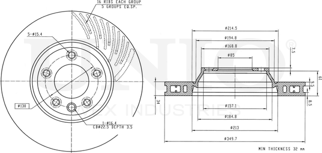 Диск тормозной (Unio). Артикул BRD-20605