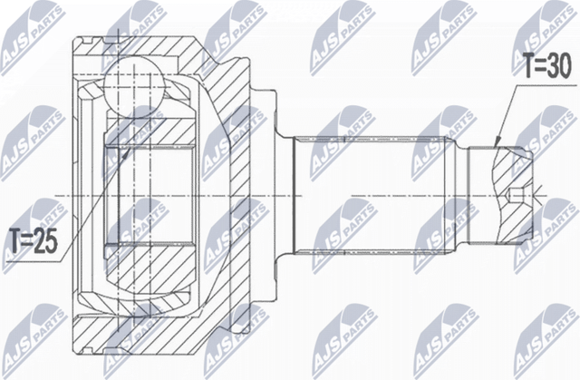 Шрус внутренний (граната) NTY задний для BMW 1 I (E81/E82/E87/E88) 2007-2011. Артикул NPZ-BM-026
