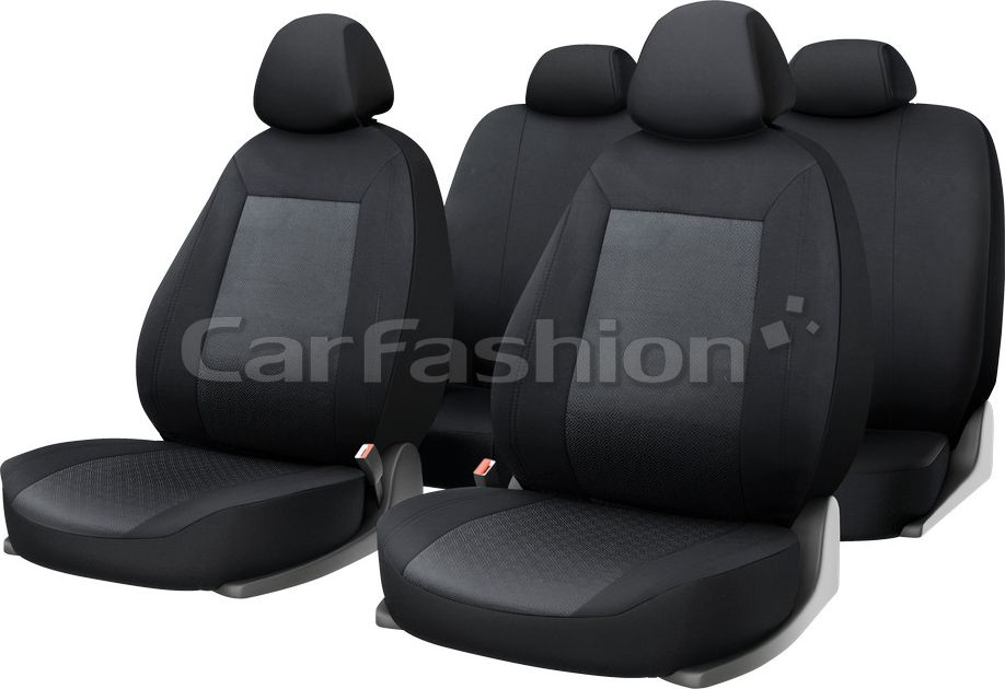 Чехлы универсальные CarFashion Jacquard на сидения авто, цвет Черный/Черный/Черный. Артикул 10123