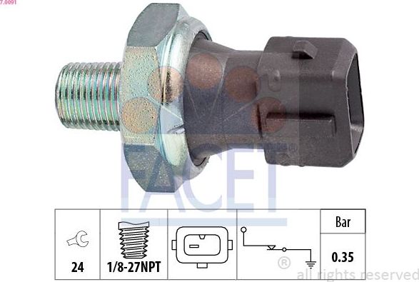 Датчик давления масла Facet Made in Italy - OE Equivalent для Rover 200 III (R3) 1995-2000. Артикул 7.0091