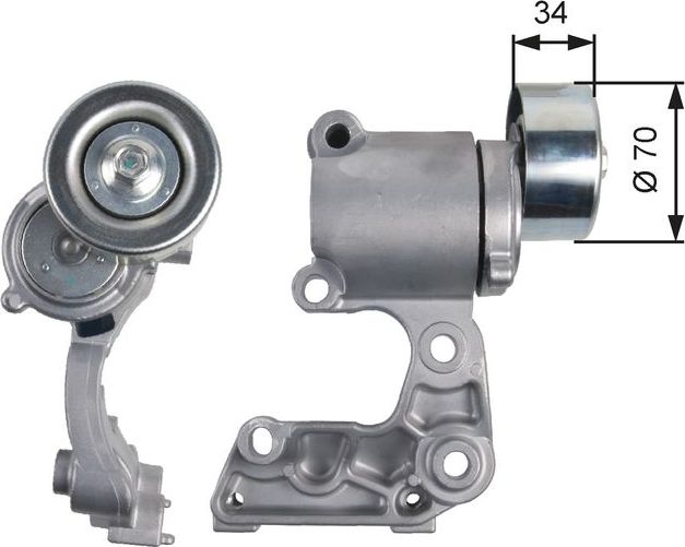 Натяжной ролик (натяжитель) приводного клинового зубчатого ремня Gates DriveAlign™. Артикул T39140