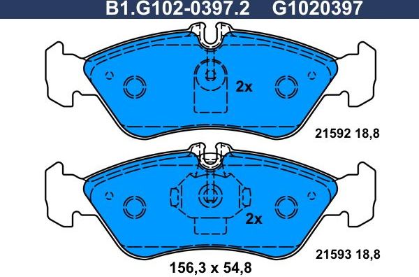 Тормозные колодки Galfer. Артикул B1.G102-0397.2