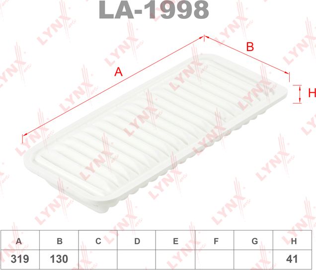 Воздушный фильтр LYNXauto. Артикул LA-1998