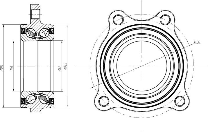 Ступица с подшипником AUDI A4/A6/A8/Q5/Q7 15- перед. (Trialli). Артикул MR1812