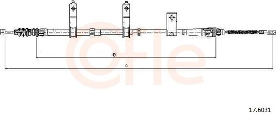 Трос ручника (тросик ручного тормоза) Cofle. Артикул 17.6031