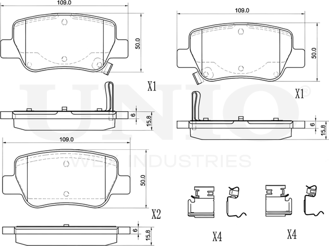 Колодки тормозные дисковые, комплект (Unio). Артикул BRP-20282