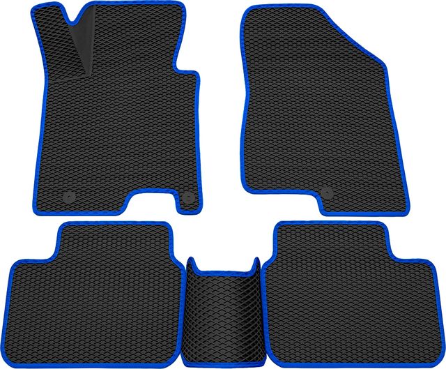 Коврики Rezkon 3D EVA Ромб резиновые для салона Kia Ceed II 2012-2018 Синий кант. Артикул 9221005203