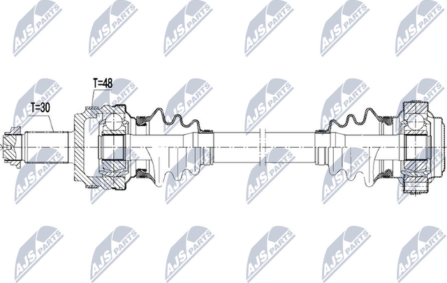 Полуось (привод в сборе, приводной вал) NTY задняя правая для BMW X3 I (E83) 2003-2011. Артикул NPW-BM-109