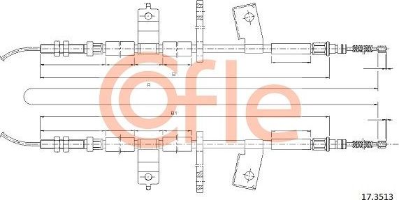 Трос ручника (тросик ручного тормоза) Cofle. Артикул 92.17.3513