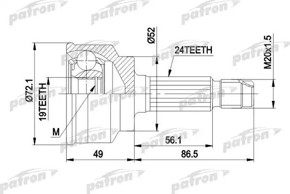 Шрус наружный (граната) Patron для Mazda 121 I 1987-1991. Артикул PCV1171