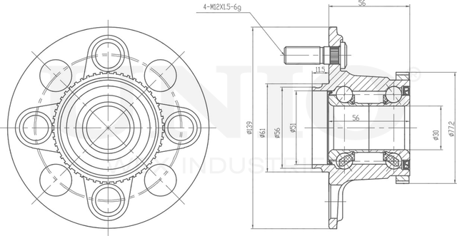 Ступица колеса с интегрированным подшипником (Unio). Артикул HUB-20243