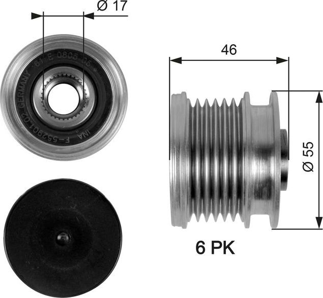 Муфта генератора обгонная Gates DriveAlign® для Mercedes-Benz Viano I (W639) 2003-2014. Артикул OAP7092