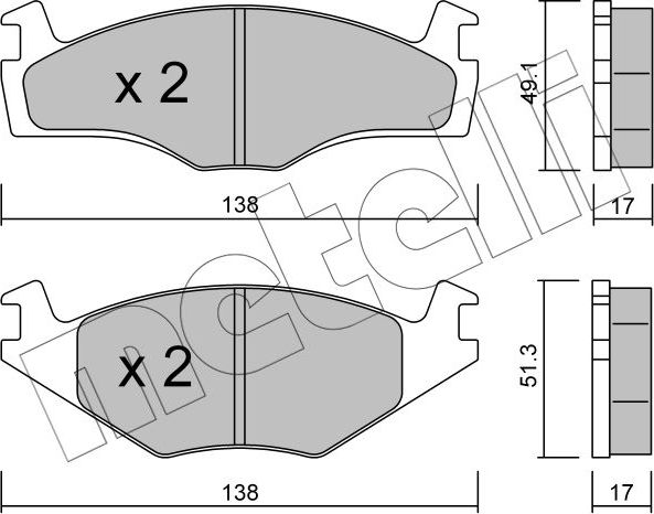 Тормозные колодки Metelli передние для SEAT Ibiza II 1996-1999. Артикул 22-0045-2