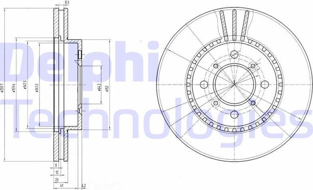 Тормозной диск Delphi передний для Honda Prelude V 1996-2000. Артикул BG2814