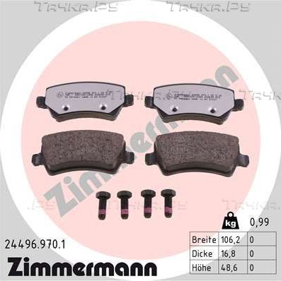 Тормозные колодки Zimmermann rd:z задние для Volvo S80 II 2006-2016. Артикул 24496.970.1