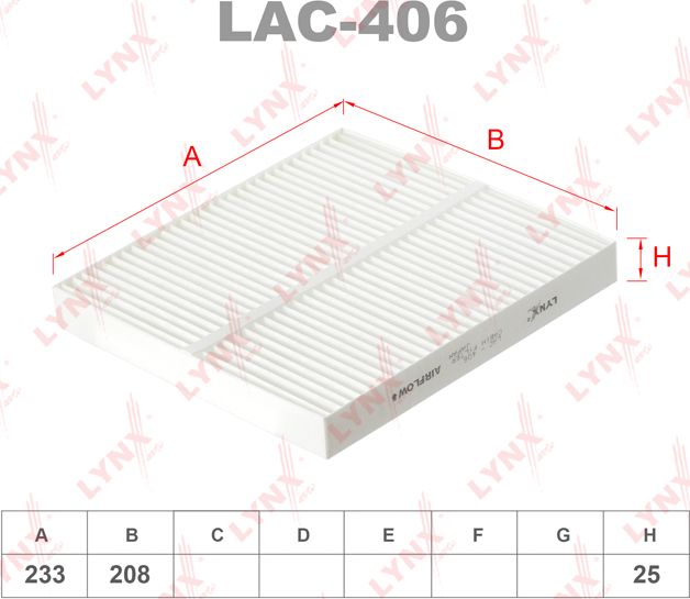 Салонный фильтр LYNXauto для Mazda 6 I (GG) 2002-2008. Артикул LAC-406