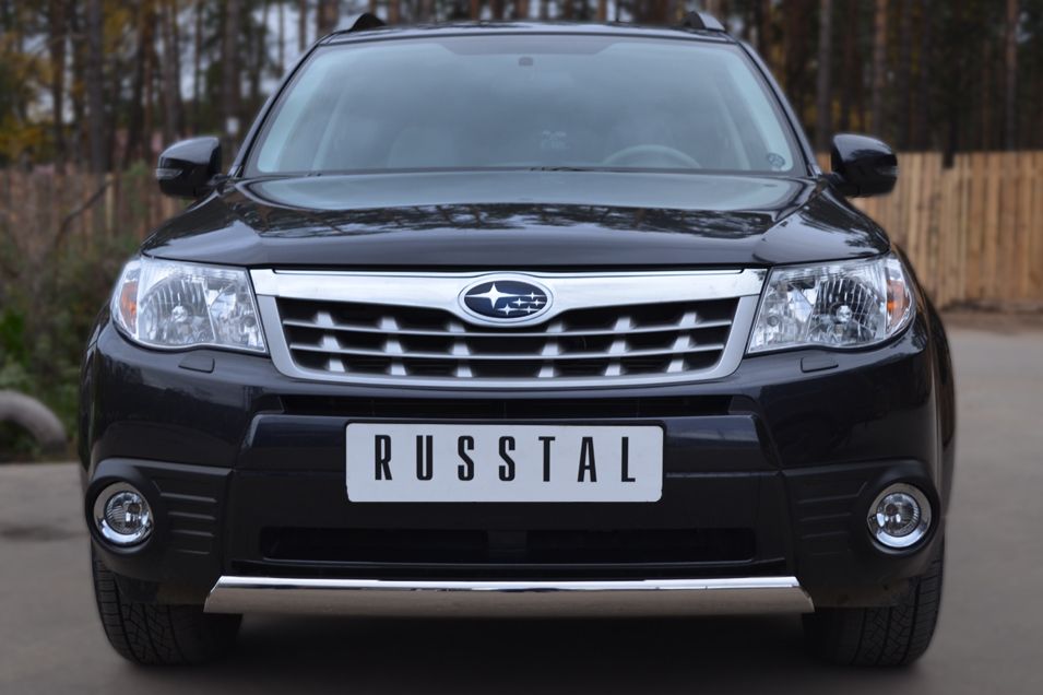 Защита RusStal переднего бампера d75x42 овал для Subaru Forester III 2008-2012. Артикул SFRZ-001002