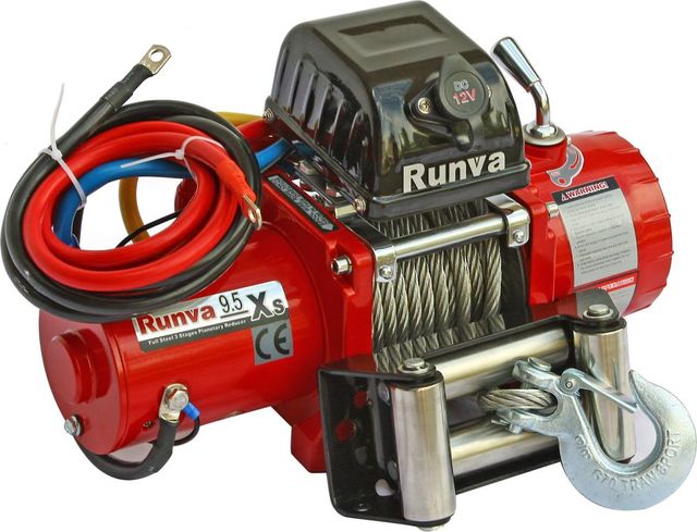 Лебёдка электрическая 12V Runva 9500 lbs 4350 кг короткий барабан. Артикул 9.5XS