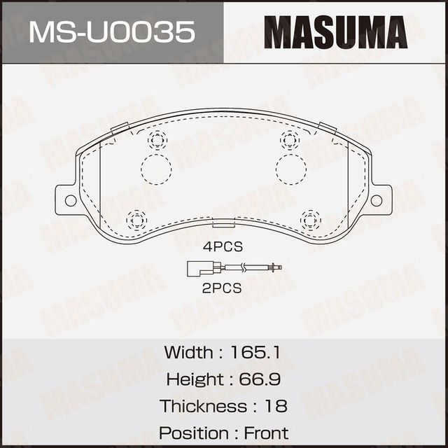 Колодки тормозные дисковые (Masuma). Артикул MS-U0035