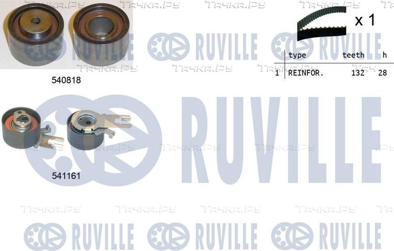 Ремень ГРМ с роликами (комплект) Ruville для Volvo XC60 I 2008-2017. Артикул 550326