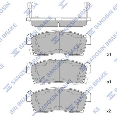 Тормозные колодки Sangsin Hi-Q передние для Citroen C-ZERO 2010-2012. Артикул SP1592A
