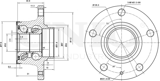 Ступица колеса с интегрированным подшипником (Unio). Артикул HUB-20006