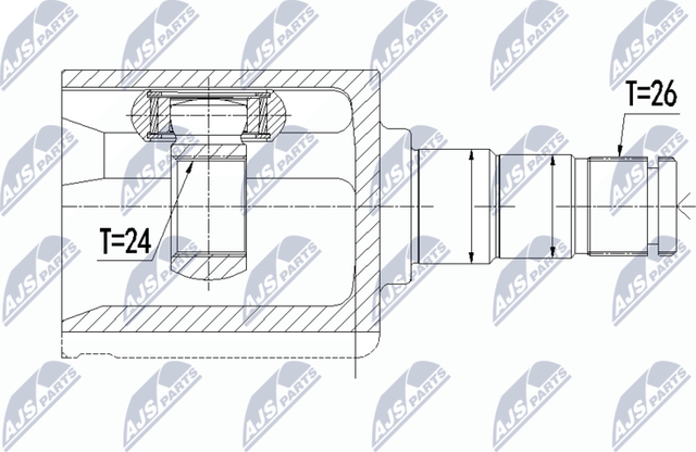 Шрус внутренний (граната) NTY передний левый для Volvo V40 II 2012-2019. Артикул NPW-VV-093