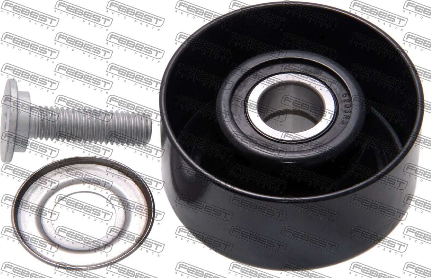 Натяжной ролик (натяжитель) приводного поликлинового ремня Febest. Артикул 0187-2AZFE