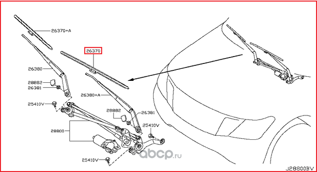 Щетки стеклоочистителя (дворники) Nissan. Артикул 288901LB0A