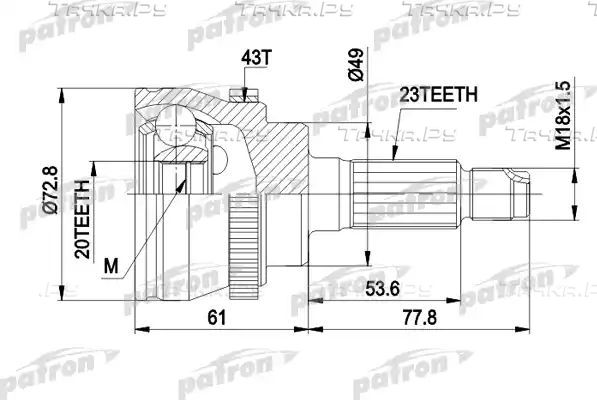 Шрус наружный (граната) Patron. Артикул PCV1394