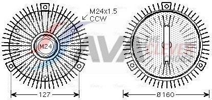 Муфта (вискомуфта) вентилятора AVA (алюминий) для BMW 5 III (E34) 1988-1996. Артикул BWC325