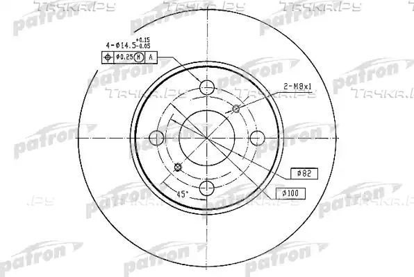 Тормозной диск Patron передний для Toyota Corolla E100 1992-1997. Артикул PBD2658