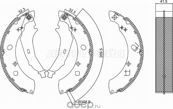 Колодки тормозные барабанные Skoda Rapid 12- Volkswagen Polo 09-22 (Baikor). Артикул BKBR0104