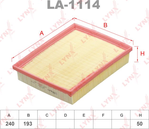 Воздушный фильтр LYNXauto. Артикул LA-1114