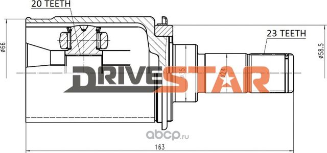 ШРУС ВНУТРЕННИЙ ЗАДНИЙ 20x35x23 (Drivestar). Артикул ICJH0008R