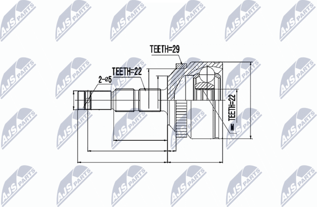 Шрус внутренний (граната) NTY передний для Opel Meriva A 2003-2010. Артикул NPZ-PL-034