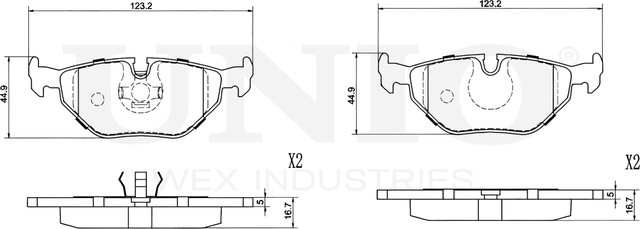 Колодки тормозные дисковые, комплект (Unio). Артикул BRP-20110