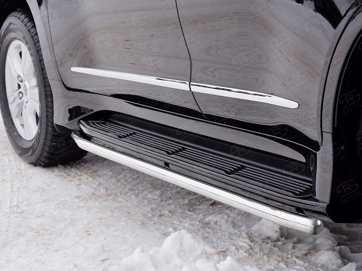 Защита порогов RusStal труба d42 (Вариант 3) для Lexus LX450d III 2-й рестайлинг 2015-2026 (кроме F-Sport). Артикул LLX4T-0025193