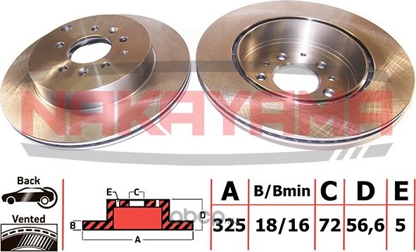 Диск тормозной задний D325 TD1126251 L23226251C NAKAYAMA. Артикул Q4801