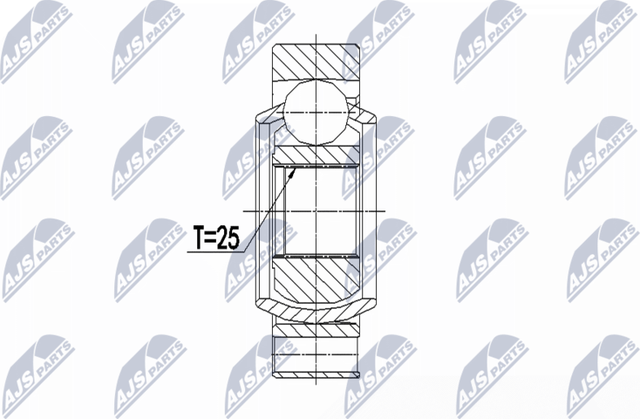 Шрус внутренний (граната) NTY задний правый для BMW 1 I (E81/E82/E87/E88) 2007-2011. Артикул NPW-BM-068