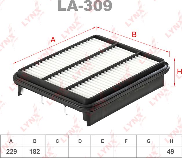 Воздушный фильтр LYNXauto для Mitsubishi Pajero Pinin 1999-2007. Артикул LA-309